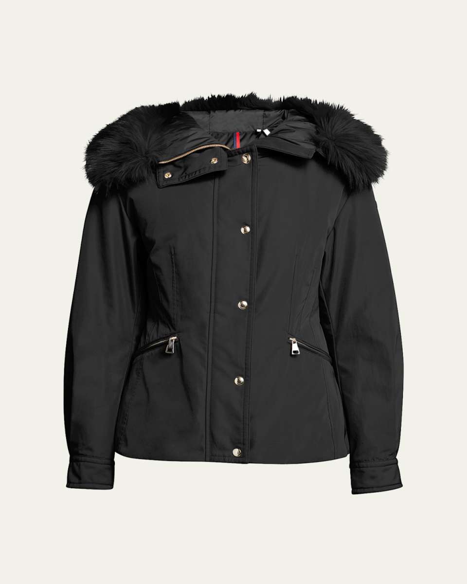 Bron Short Parka Jacket with Faux Fur Trim